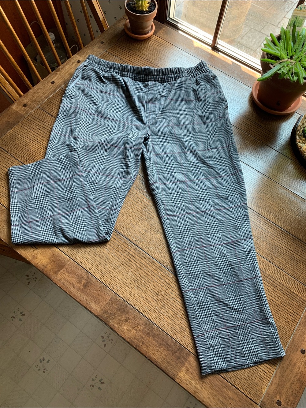 a new day Black,Gray and Maroon Glen Plaid Stretch Dress Pants